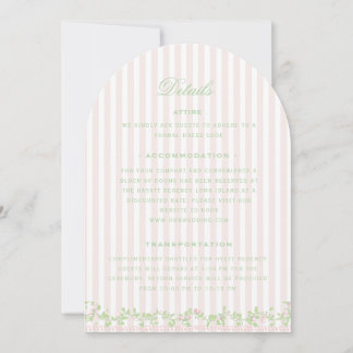 Sweet Pink Stripe Wedding Details Enclosure Card