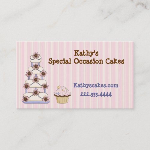 Sweet Pink Striped Bakery Business Cards