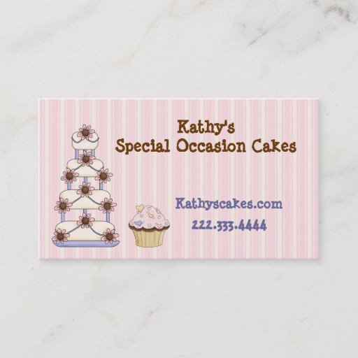 Customizable Sweet Pink Striped Bakery Business Cards