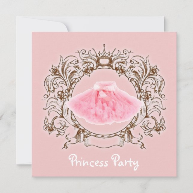 Sweet Pink Tutu Princess Birthday Party invitation (Front)