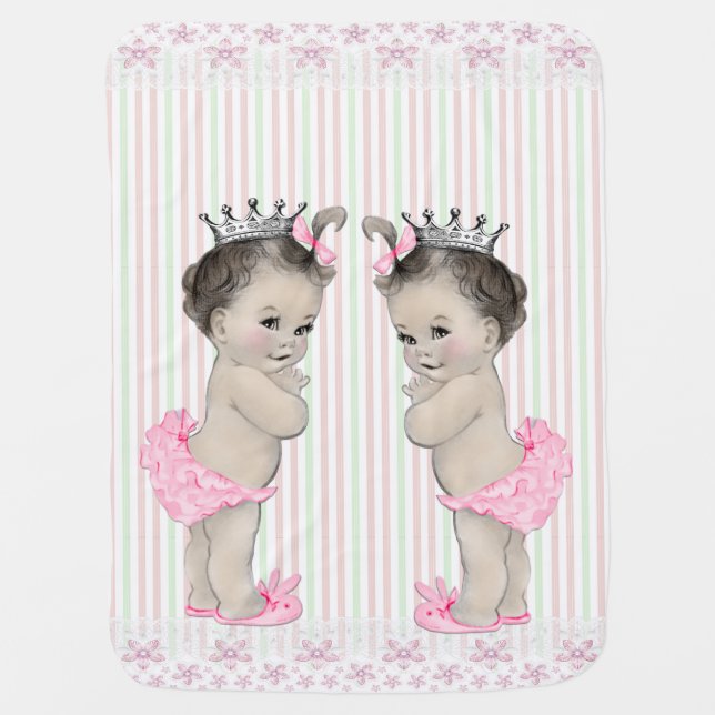 Sweet Pink Twin Girl Baby Receiving Blanket (Front)