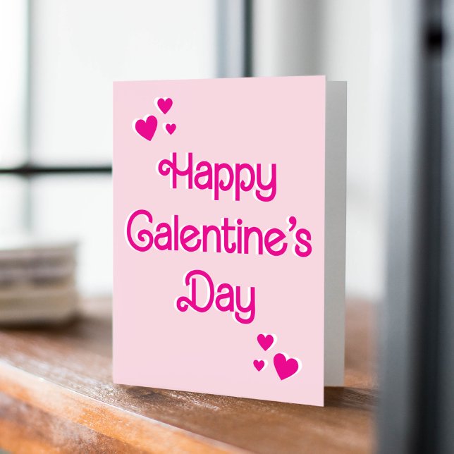 Sweet Pink Typography Galentine's Day Valentine's Card (Creator Uploaded)