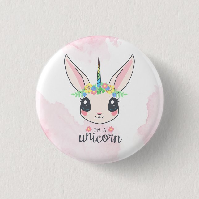 Sweet Pink Unicorn  Button (Front)