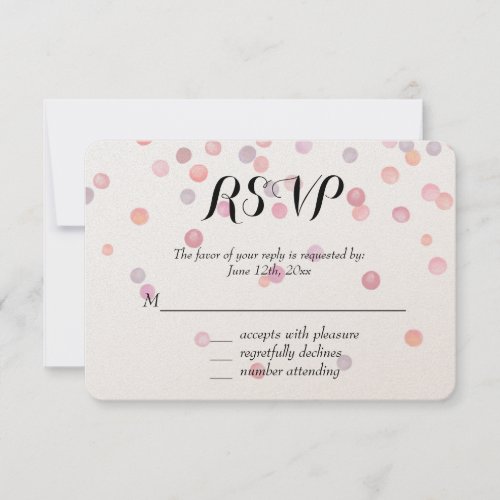 Sweet Pink Watercolor Confetti Dots RSVP