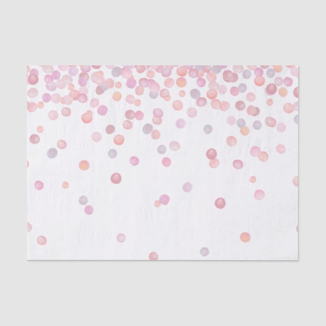 Sweet Pink Watercolor Confetti Dots Tissue Paper (Front)