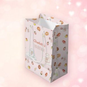 Sweet pink watercolor desserts kids birthday medium gift bag