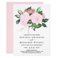 Sweet Pink Watercolor Roses Wedding Invitation