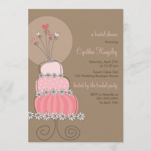 Sweet Pink Wedding Cake Bridal Shower Invitation
