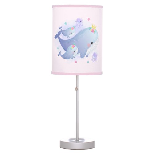 Sweet Pink Whale Ocean Sea Life Girls Floor Lamp