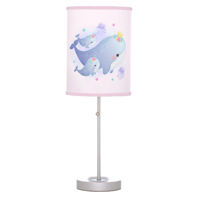 Sweet Pink Whale Ocean Sea Life Girls Floor Lamp (Front)
