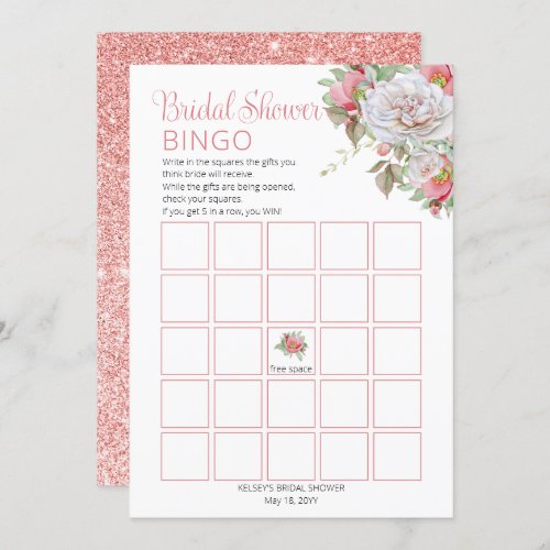 Sweet Pink White Rose Floral Blooms Bridal Shower Invitation
