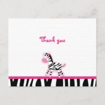 Sweet Pink Zebra Thank You Note Cards