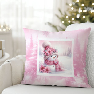 Sweet Pinkmas Winter Forest Kids Room Decor Pillow
