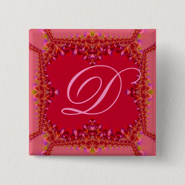 Sweet Pinks Lace Monogram Button (Front)