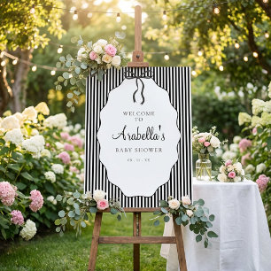 Sweet Pinstriped Black Bow Baby Shower Foam Board
