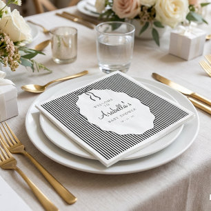 Sweet Pinstriped Black Bow Baby Shower Napkins