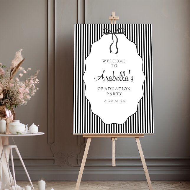 Sweet Pinstriped Black Bow Graduation Foam Board (Creator Uploaded)