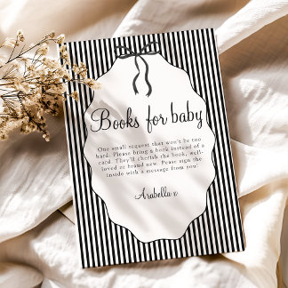 Sweet Pinstriped Bow Black Books For Baby Enclosure Card