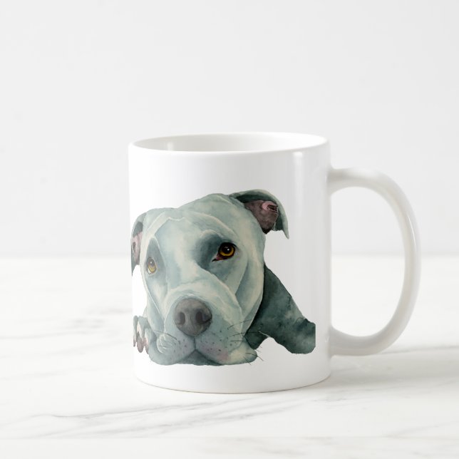 Sweet Pit Bull Dog Watercolor Illustration Coffee Mug (Right)