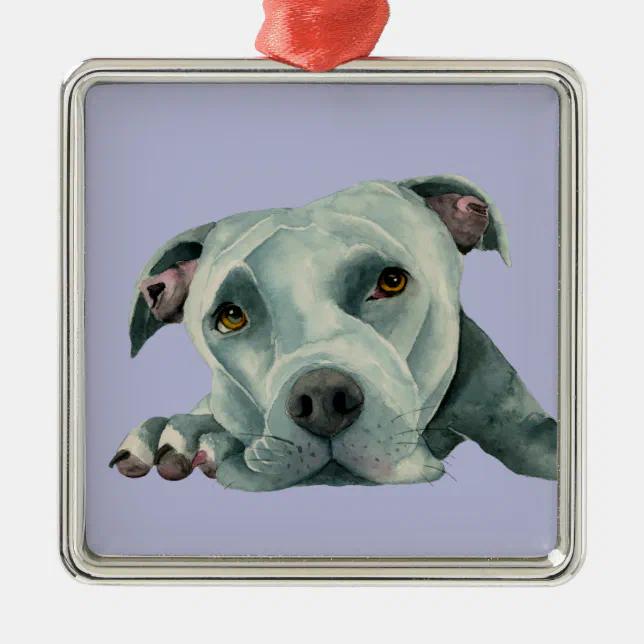 Sweet Pit Bull Terrier Dog Illustration Metal Ornament Zazzle