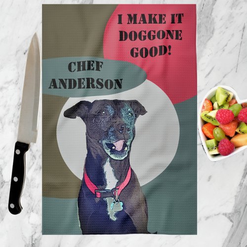 Sweet Pitbull Lab Mix Dog Makes It Good Chef Kitchen Towel