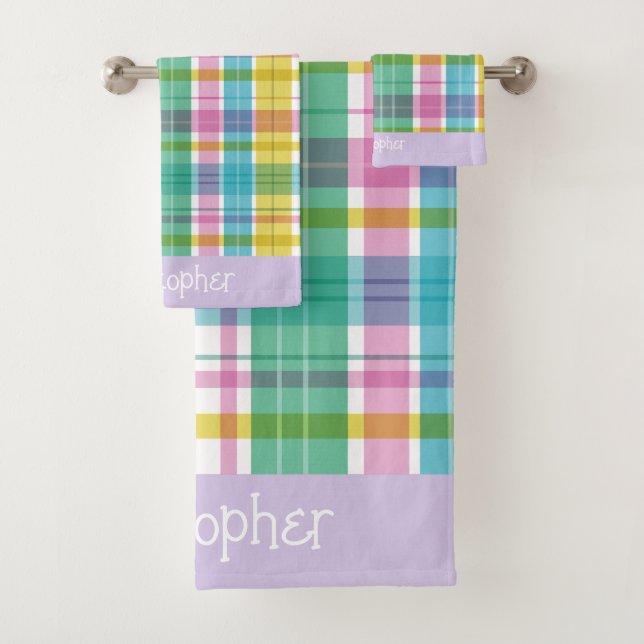 Sweet Plaid Pastel  Bath Towel Set (Insitu)