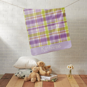 Sweet Plaid Pastel Purple Green Baby Blanket