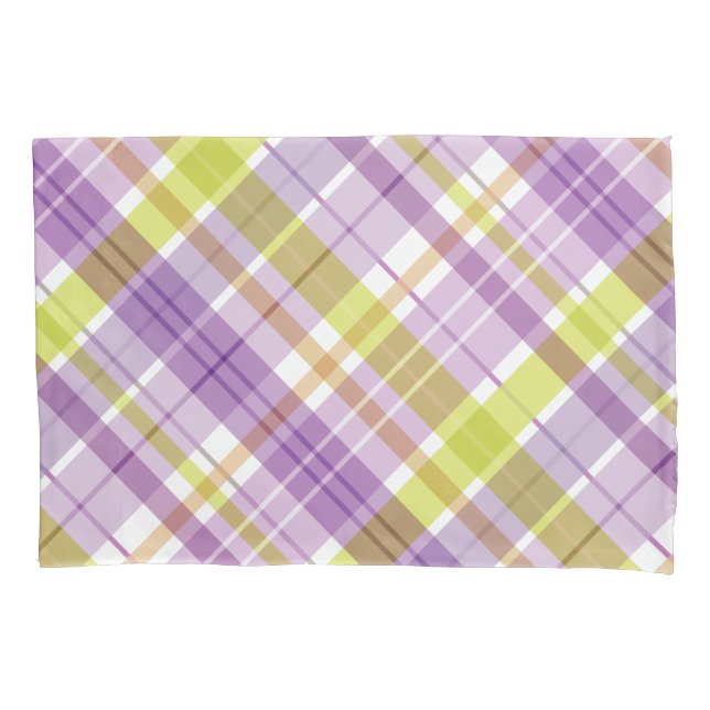 Sweet Plaid Pastel Purple Green Pillow Case (Front-Left)