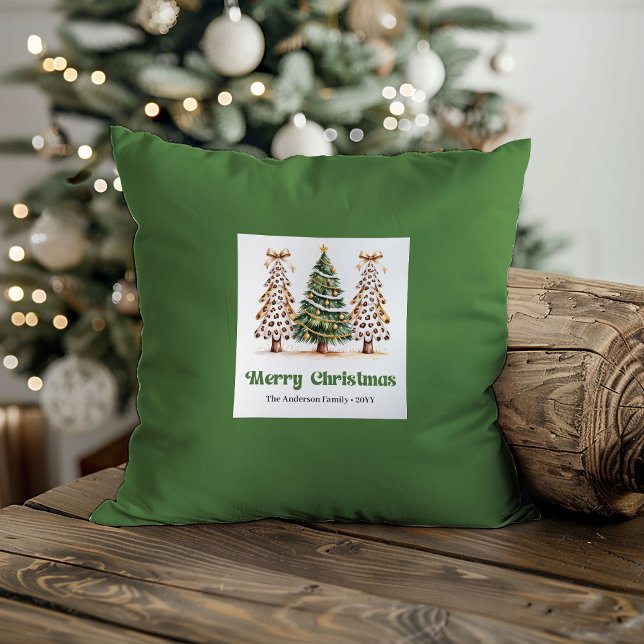 Sweet Playful christmas trees Pillow Custom Name (Sweet Playful christmas trees Pillow Custom Name)