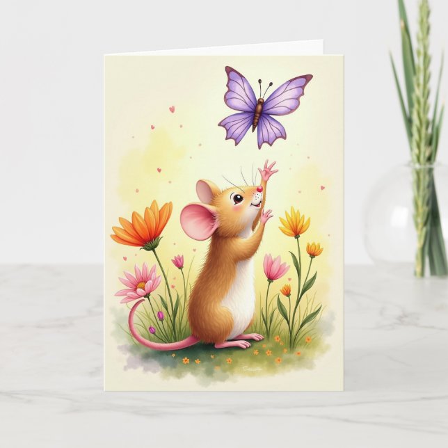 Sweet Playful Mouse Birthday Card (Front)