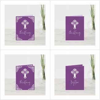 Sweet Plum Floral Cross Christening Set