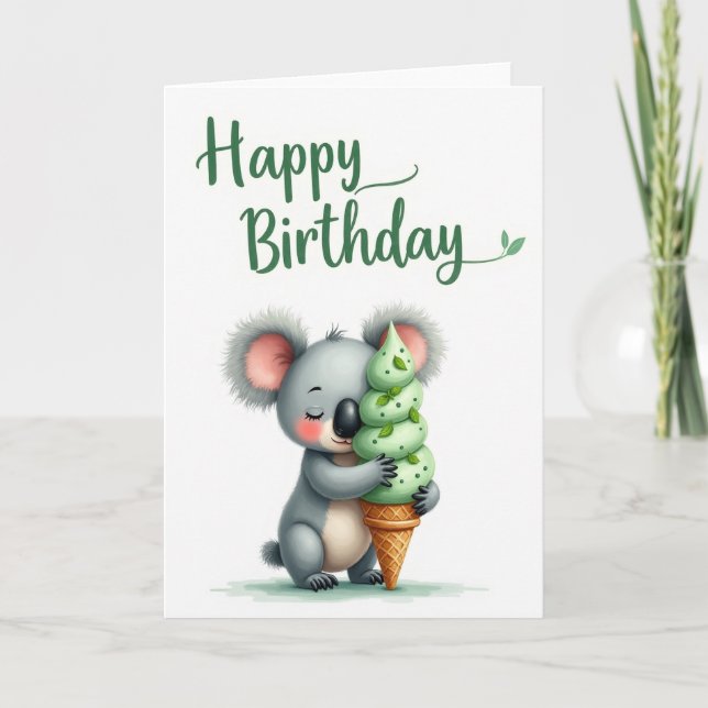 Sweet Plush Cone Birthday Card (Front)