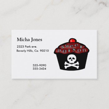 Sweet Poison Cupcake Skull & Crossbones Business Card by goldnsun at Zazzle
