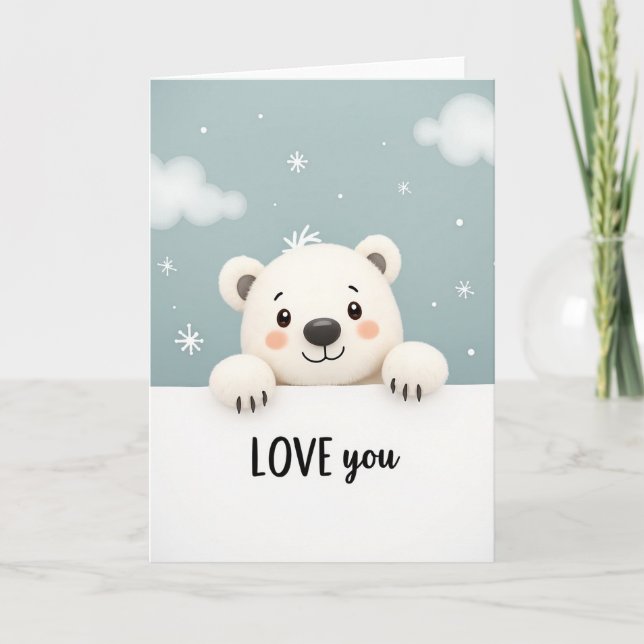 Sweet Polar Bear I Love You Card (Front)