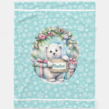 Sweet Polar Bear Personalize Name Christmas Baby