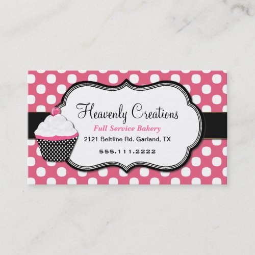 Sweet Polka Dot and Cupcake Bakery Business Card