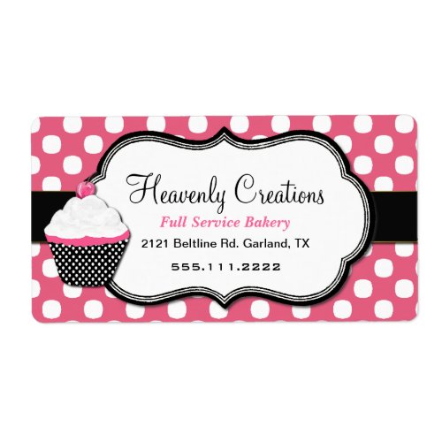 Sweet Polka Dot and Cupcake Bakery Label