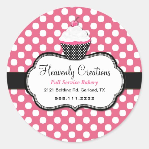 Sweet Polka Dot and Cupcake Bakery Sticker