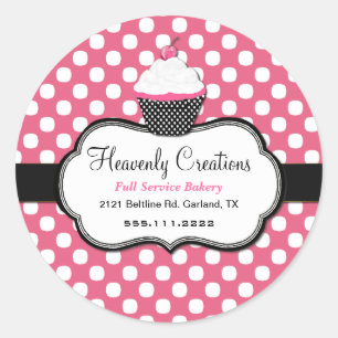Sweet Polka Dot and Cupcake Bakery Sticker