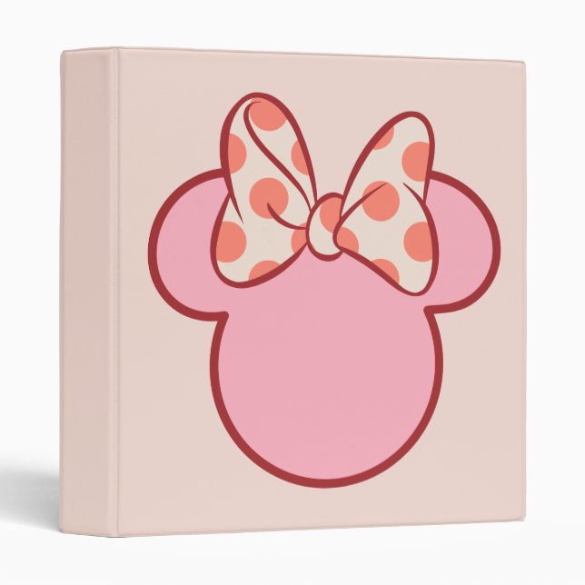 Sweet Polka Dot Bow Mouse Silhouette 3 Ring Binder (Front/Spine)