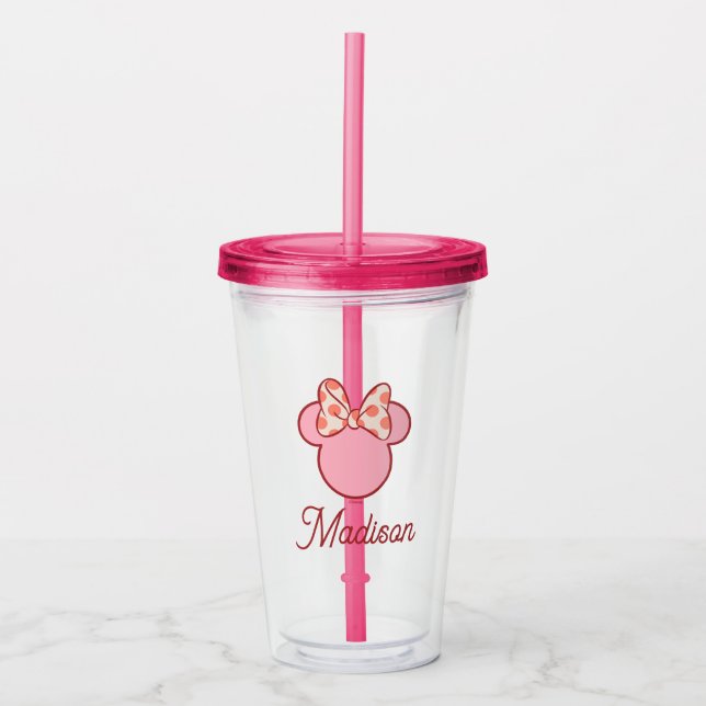Sweet Polka Dot Bow Mouse Silhouette Acrylic Tumbler (Front)