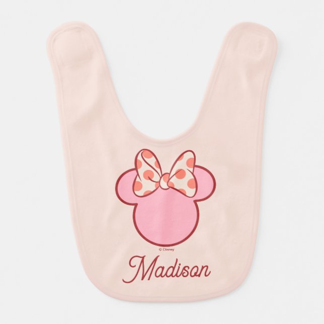 Sweet Polka Dot Bow Mouse Silhouette Baby Bib (Front)