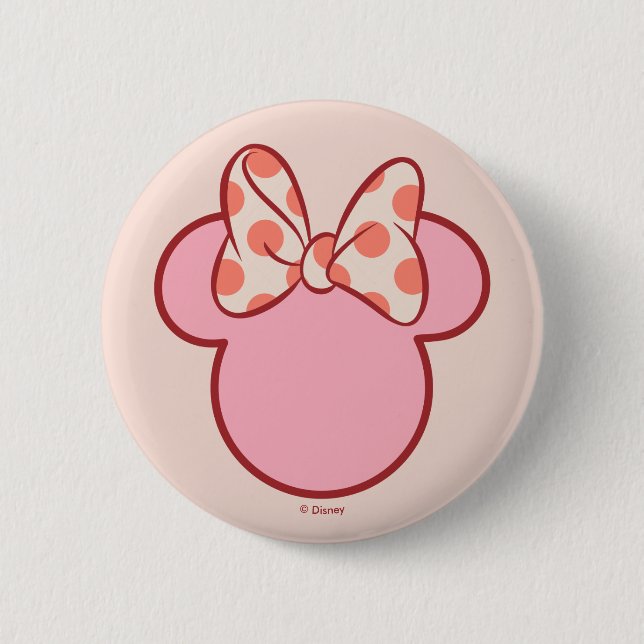 Sweet Polka Dot Bow Mouse Silhouette Button (Front)