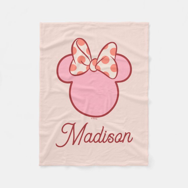 Sweet Polka Dot Bow Mouse Silhouette Fleece Blanket (Front)