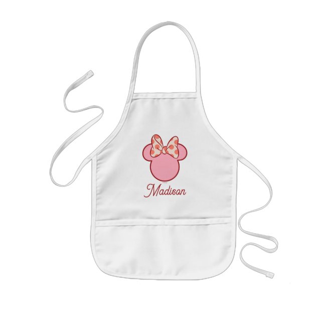Sweet Polka Dot Bow Mouse Silhouette Kids' Apron (Front)