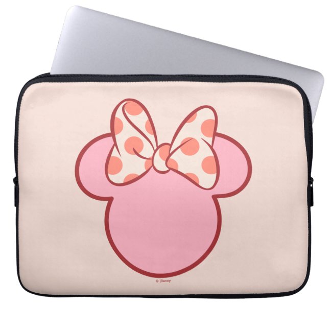 Sweet Polka Dot Bow Mouse Silhouette Laptop Sleeve (Front)