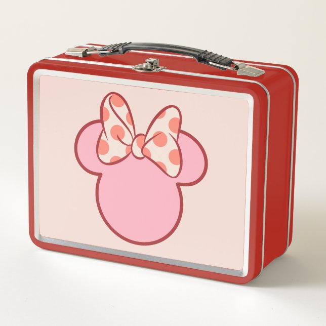 Sweet Polka Dot Bow Mouse Silhouette Metal Lunch Box (Front)