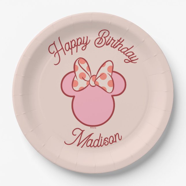 Sweet Polka Dot Bow Mouse Silhouette Paper Plates (Front)