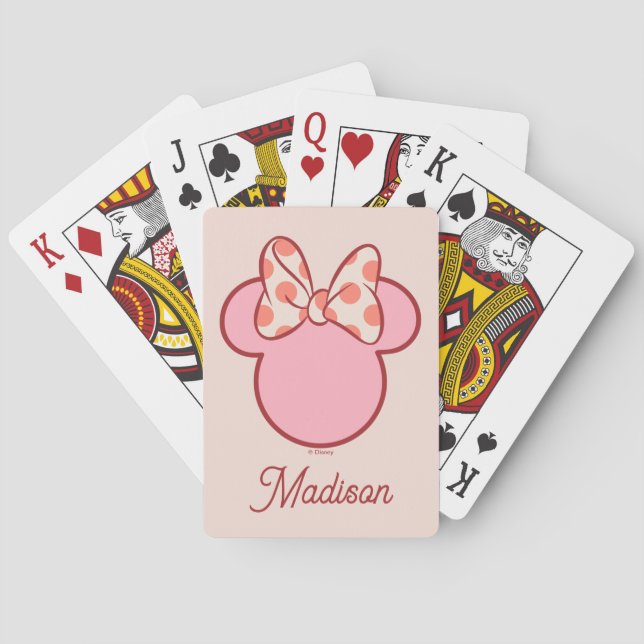 Sweet Polka Dot Bow Mouse Silhouette Poker Cards (Back)