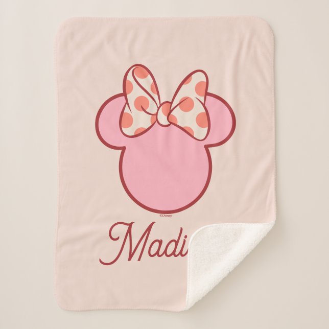 Sweet Polka Dot Bow Mouse Silhouette Sherpa Blanket (Front)